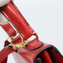 CELINE Hand Bag Leather 2way Red Gold Auth 127535-15