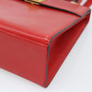 CELINE Hand Bag Leather 2way Red Gold Auth 127535-9