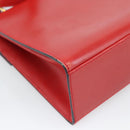 CELINE Hand Bag Leather 2way Red Gold Auth 127535-20