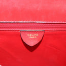 CELINE Hand Bag Leather 2way Red Gold Auth 127535-21