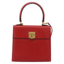 CELINE Hand Bag Leather 2way Red Gold Auth 127535-13