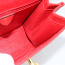 CELINE Hand Bag Leather 2way Red Gold Auth 127535-12