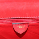 CELINE Hand Bag Leather 2way Red Gold Auth 127535-24