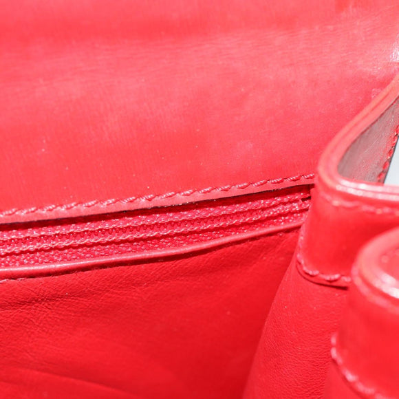 CELINE Hand Bag Leather 2way Red Gold Auth 127535