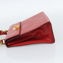 CELINE Hand Bag Leather 2way Red Gold Auth 127535-3