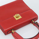 CELINE Hand Bag Leather 2way Red Gold Auth 127535-6