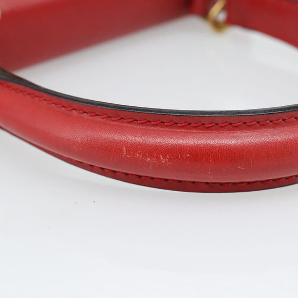 CELINE Hand Bag Leather 2way Red Gold Auth 127535