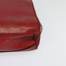 CELINE Chain Shoulder Bag Leather Red Gold Auth 127536-10