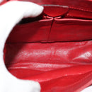 CELINE Chain Shoulder Bag Leather Red Gold Auth 127536-11