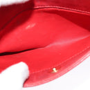 CELINE Chain Shoulder Bag Leather Red Gold Auth 127536-21