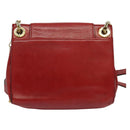 CELINE Chain Shoulder Bag Leather Red Gold Auth 127536-2