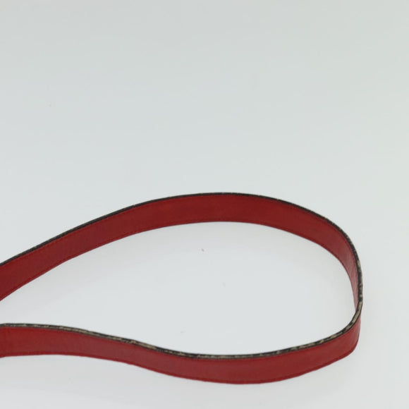 CELINE Chain Shoulder Bag Leather Red Gold Auth 127536