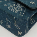 CHANEL Icon Line Matelasse Chain Shoulder Bag Canvas Navy Gold CC Auth 127540SV-15