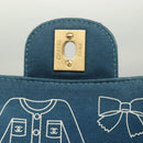 CHANEL Icon Line Matelasse Chain Shoulder Bag Canvas Navy Gold CC Auth 127540SV-9