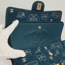 CHANEL Icon Line Matelasse Chain Shoulder Bag Canvas Navy Gold CC Auth 127540SV-22