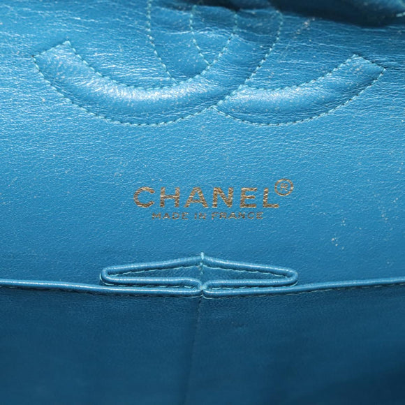 CHANEL Icon Line Matelasse Chain Shoulder Bag Canvas Navy Gold CC Auth 127540SV