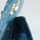 CHANEL Icon Line Matelasse Chain Shoulder Bag Canvas Navy Gold CC Auth 127540SV-25