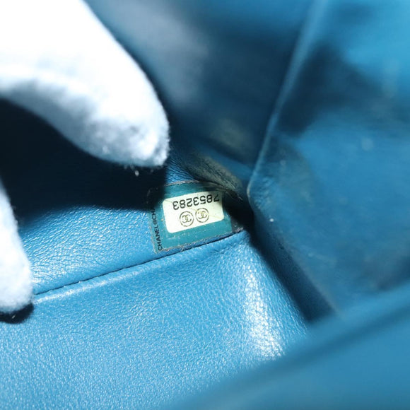 CHANEL Icon Line Matelasse Chain Shoulder Bag Canvas Navy Gold CC Auth 127540SV