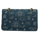 CHANEL Icon Line Matelasse Chain Shoulder Bag Canvas Navy Gold CC Auth 127540SV-2