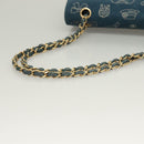 CHANEL Icon Line Matelasse Chain Shoulder Bag Canvas Navy Gold CC Auth 127540SV-7