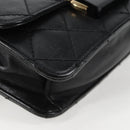 CHANEL Matelasse Chain Shoulder Bag Lamb Skin Black Gold CC Auth 127542SAM-14