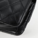 CHANEL Matelasse Chain Shoulder Bag Lamb Skin Black Gold CC Auth 127542M-13