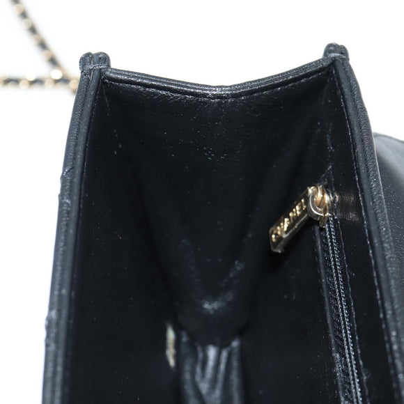 CHANEL Matelasse Chain Shoulder Bag Lamb Skin Black Gold CC Auth 127542M