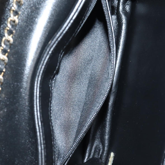 CHANEL Matelasse Chain Shoulder Bag Lamb Skin Black Gold CC Auth 127542M