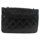 CHANEL Matelasse Chain Shoulder Bag Lamb Skin Black Gold CC Auth 127542SAM-2