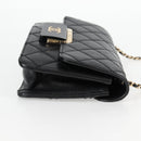 CHANEL Matelasse Chain Shoulder Bag Lamb Skin Black Gold CC Auth 127542SAM-4