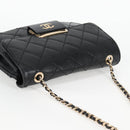 CHANEL Matelasse Chain Shoulder Bag Lamb Skin Black Gold CC Auth 127542M-6