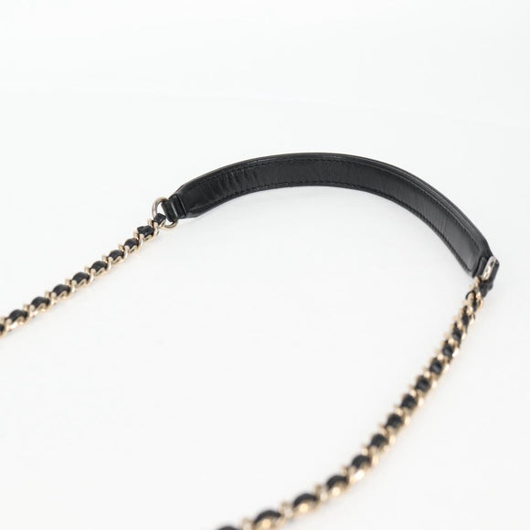 CHANEL Matelasse Chain Shoulder Bag Lamb Skin Black Gold CC Auth 127542M