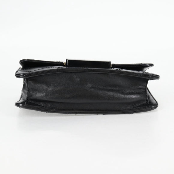 CHANEL Matelasse Chain Shoulder Bag Lamb Skin Black Gold CC Auth 127542M