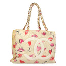 CHANEL Chain Tote Bag Vinyl White CC Auth 127551-1