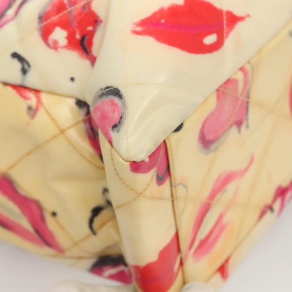 CHANEL Chain Tote Bag Vinyl White CC Auth 127551