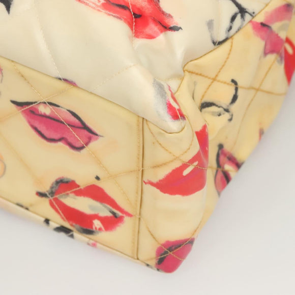 CHANEL Chain Tote Bag Vinyl White CC Auth 127551