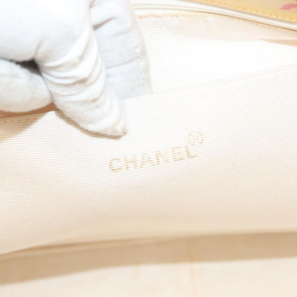 CHANEL Chain Tote Bag Vinyl White CC Auth 127551