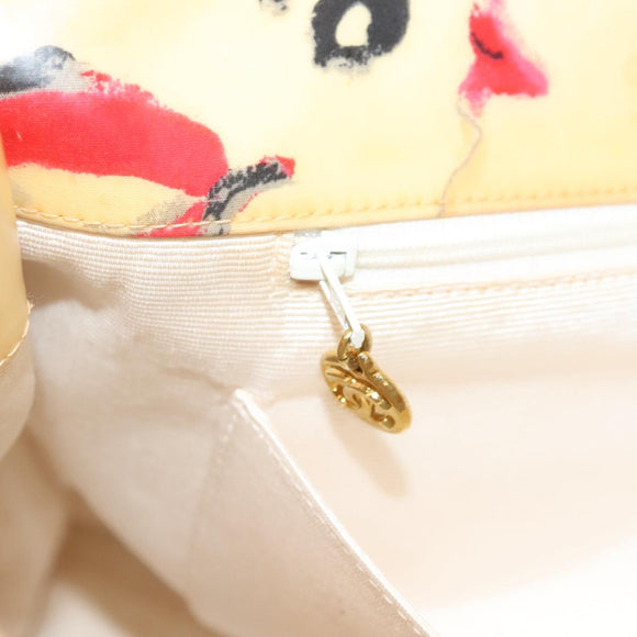 CHANEL Chain Tote Bag Vinyl White CC Auth 127551