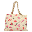 CHANEL Chain Tote Bag Vinyl White CC Auth 127551-3