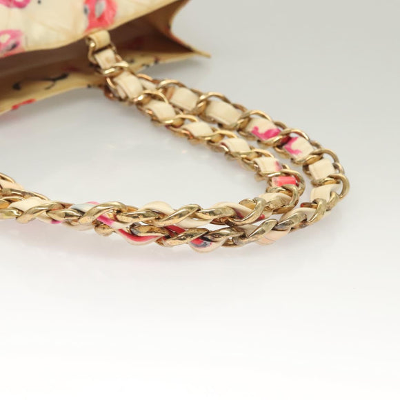 CHANEL Chain Tote Bag Vinyl White CC Auth 127551