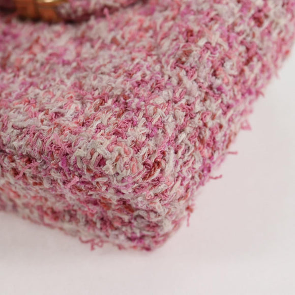 CHANEL Chain Shoulder Bag Tweed Pink Gold CC Auth 127553M