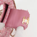 CHANEL Chain Shoulder Bag Tweed Pink Gold CC Auth 127553M-9