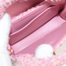 CHANEL Chain Shoulder Bag Tweed Pink Gold CC Auth 127553M-10