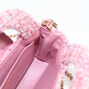 CHANEL Chain Shoulder Bag Tweed Pink Gold CC Auth 127553M-20