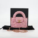 CHANEL Chain Shoulder Bag Tweed Pink Gold CC Auth 127553M-12