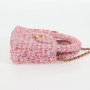 CHANEL Chain Shoulder Bag Tweed Pink Gold CC Auth 127553M-4