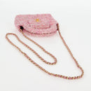 CHANEL Chain Shoulder Bag Tweed Pink Gold CC Auth 127553M-7