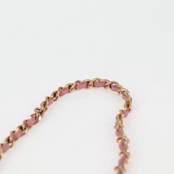 CHANEL Chain Shoulder Bag Tweed Pink Gold CC Auth 127553M