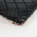CHANEL Clutch Bag tweed Black Silver CC Auth 127554M-10