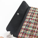 CHANEL Clutch Bag tweed Black Silver CC Auth 127554M-14